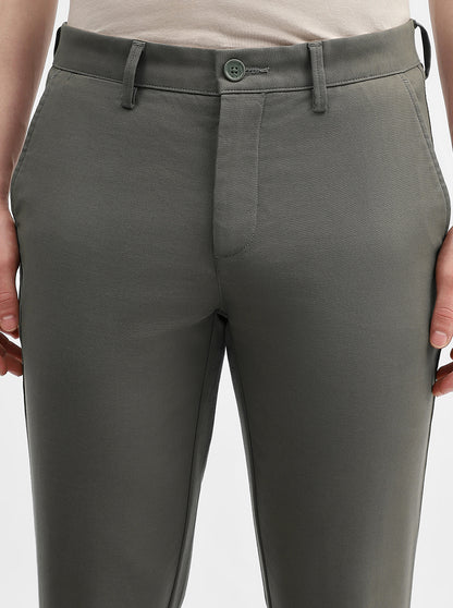 Olive Solid Uno Fit Casual Trouser | JadeBlue