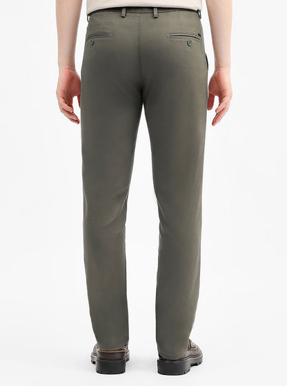Olive Solid Uno Fit Casual Trouser | JadeBlue
