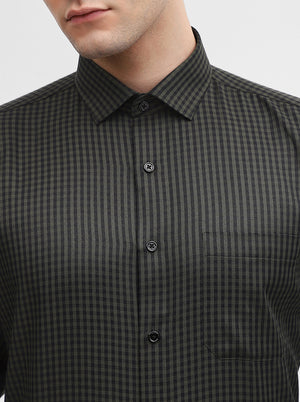Green Checked Slim Fit Formal Shirt | Greenfibre