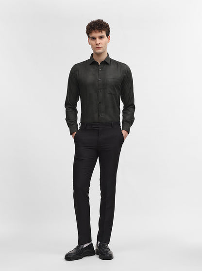 Green Checked Slim Fit Formal Shirt | Greenfibre