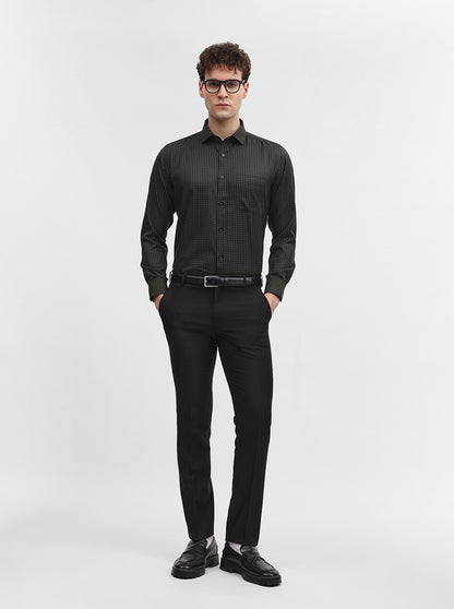 Green Checked Slim Fit Formal Shirt | Greenfibre