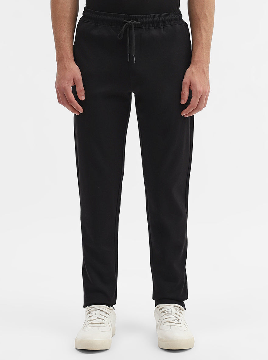 Black Solid Slim Fit Track Pant | Greenfibre