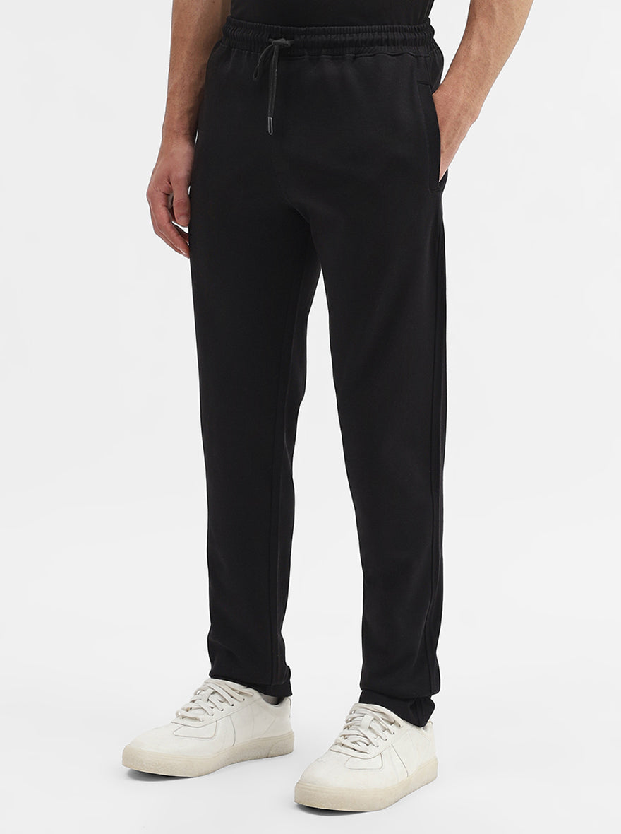 Black Solid Slim Fit Track Pant | Greenfibre