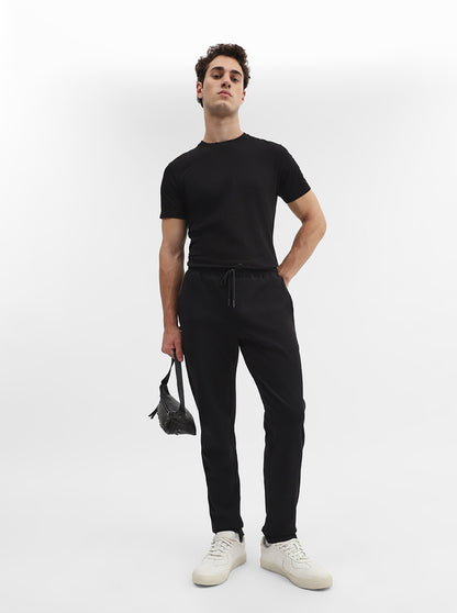 Black Solid Slim Fit Track Pant | Greenfibre