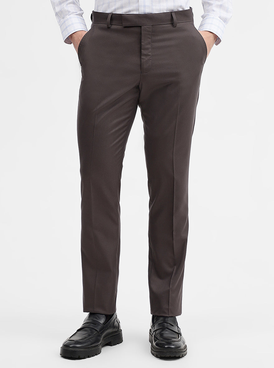 Grey Solid Super Slim Fit Formal Trouser | Greenfibre