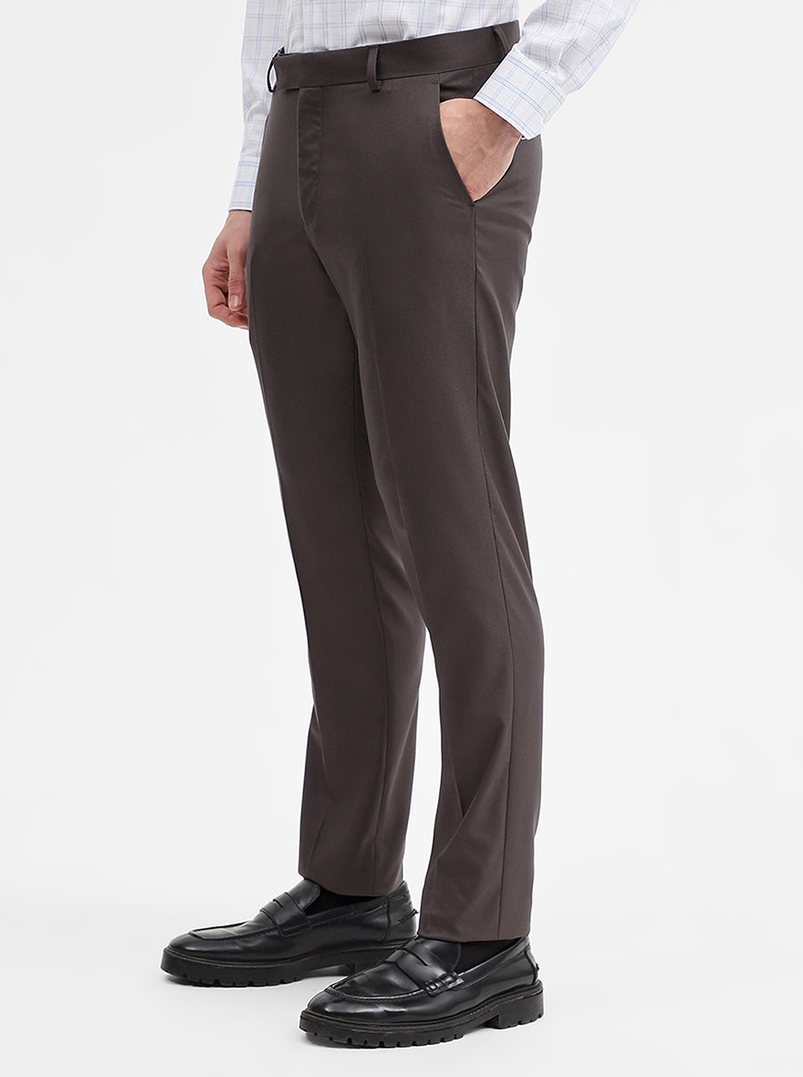 Grey Solid Super Slim Fit Formal Trouser | Greenfibre