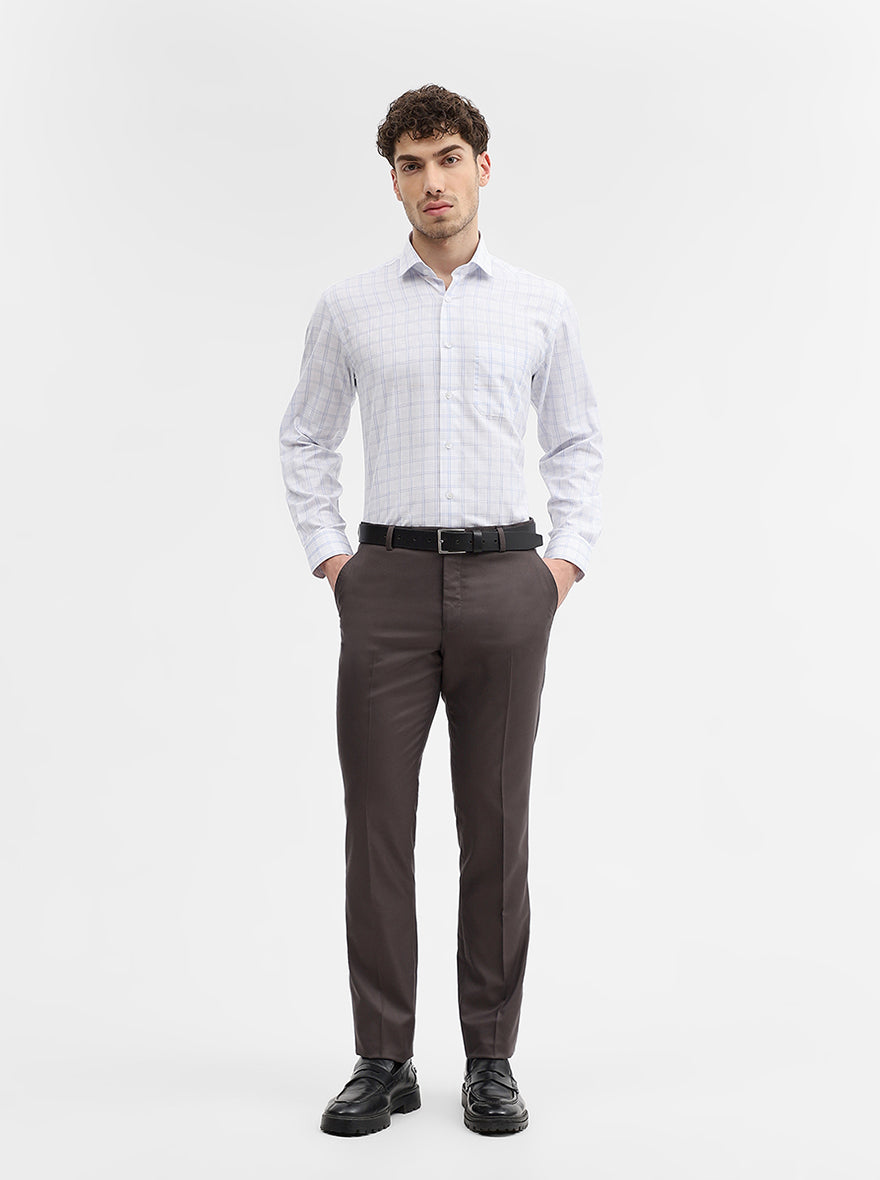 Grey Solid Super Slim Fit Formal Trouser | Greenfibre