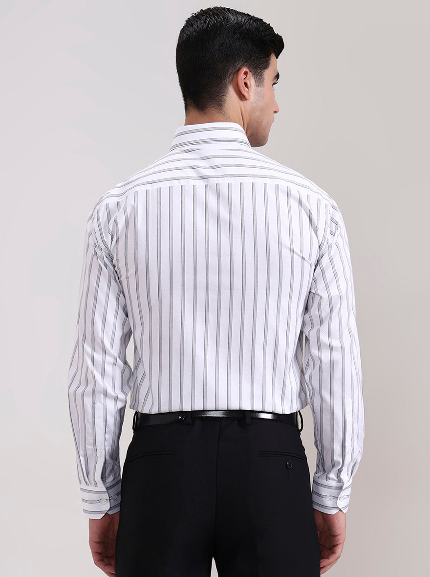 White Striped Regular Fit Formal Shirt | JadeBlue