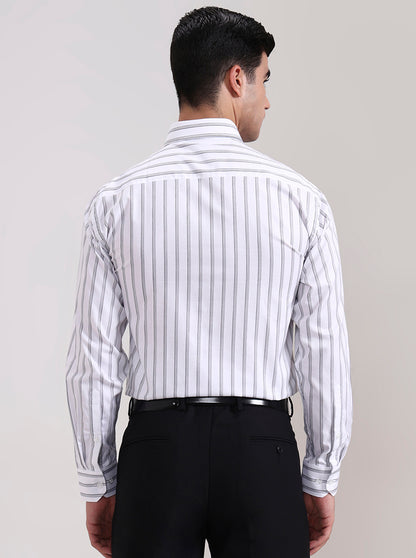 White Striped Regular Fit Formal Shirt | JadeBlue