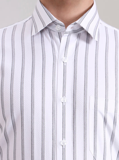 White Striped Regular Fit Formal Shirt | JadeBlue