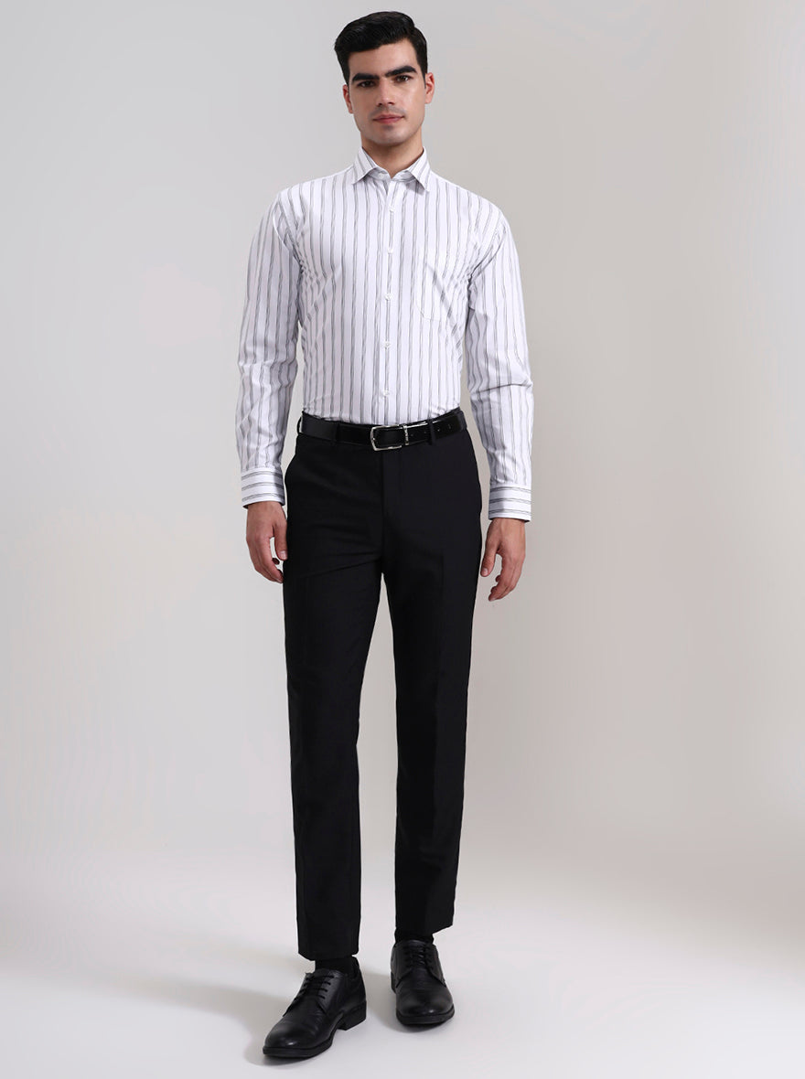 White Striped Regular Fit Formal Shirt | JadeBlue