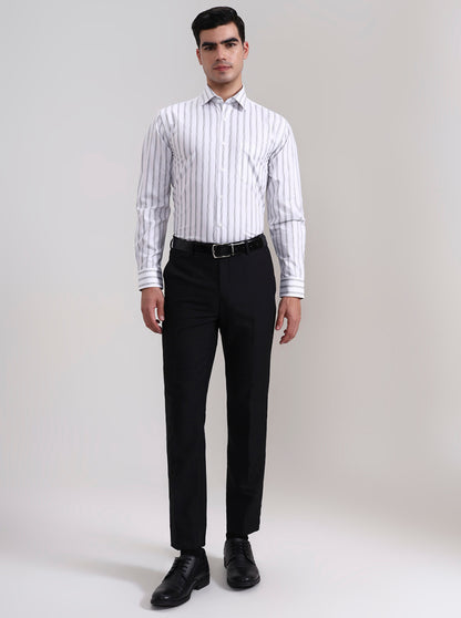 White Striped Regular Fit Formal Shirt | JadeBlue