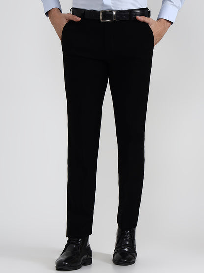Black Solid Slim Fit Formal Trouser | Wyre