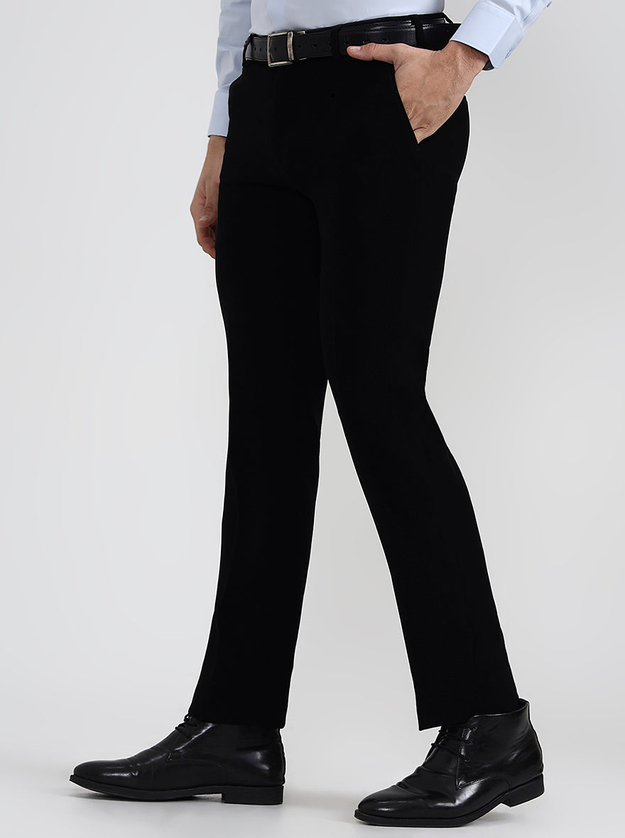 Black Solid Slim Fit Formal Trouser | Wyre