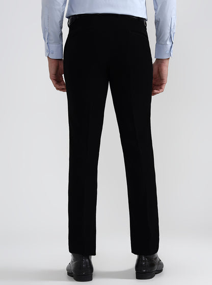 Black Solid Slim Fit Formal Trouser | Wyre