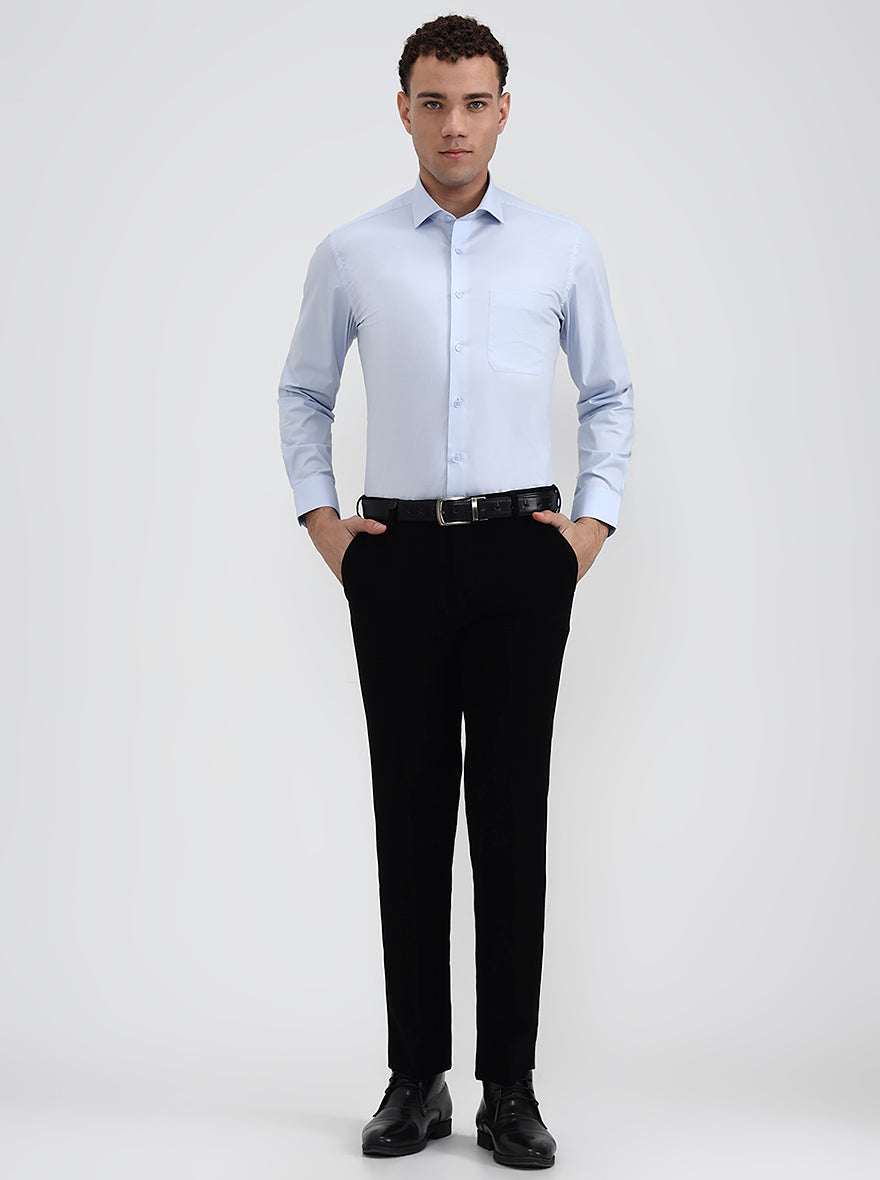 Black Solid Slim Fit Formal Trouser | Wyre
