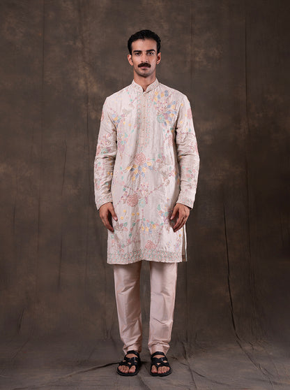 Light Pink Embroidered Kurta Pajama | TULA