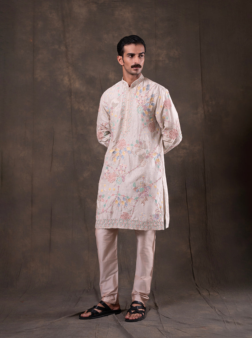 Light Pink Embroidered Kurta Pajama | TULA
