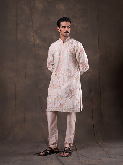 Light Pink Embroidered Kurta Pajama | TULA