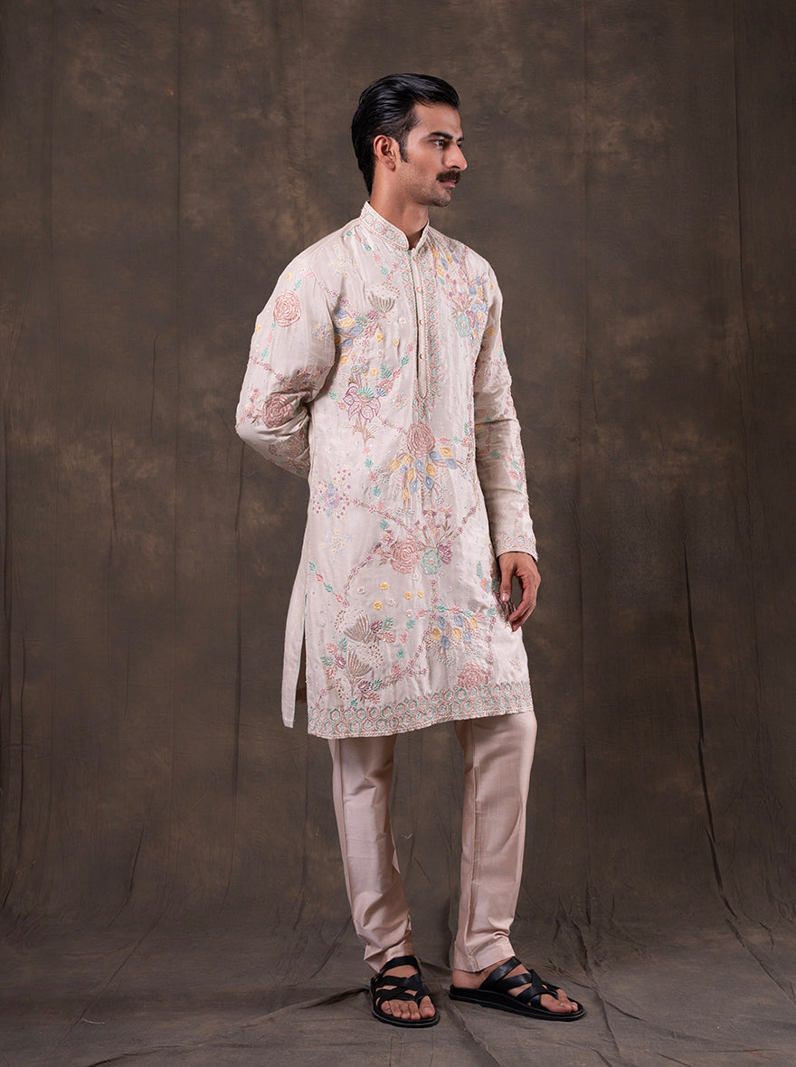 Light Pink Embroidered Kurta Pajama | TULA