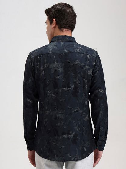 Green Printed Slim Fit Casual Shirt | JadeBlue