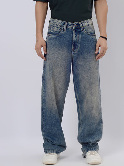 Light Blue Washed Relax Fit Baggy Denim | JadeBlue