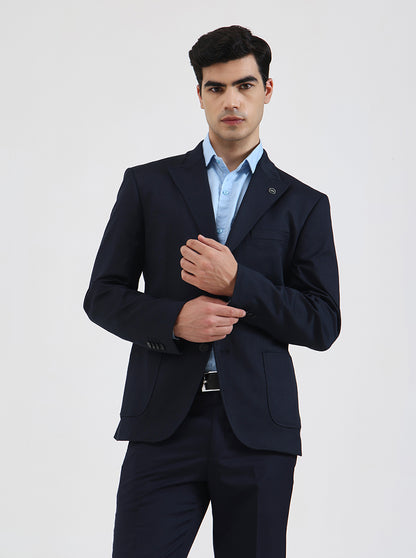 Blue Solid Regular Fit Blazer | Wyre