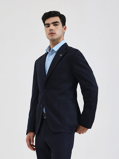Blue Solid Regular Fit Blazer | Wyre