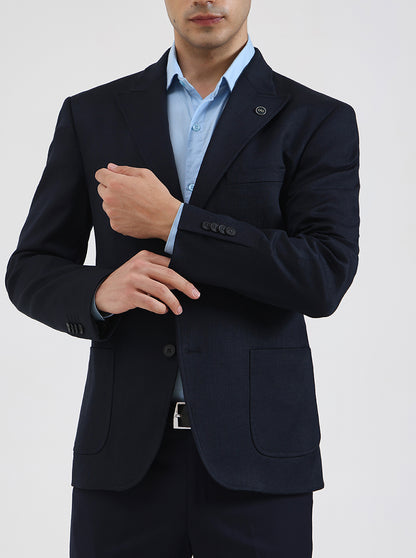 Blue Solid Regular Fit Blazer | Wyre