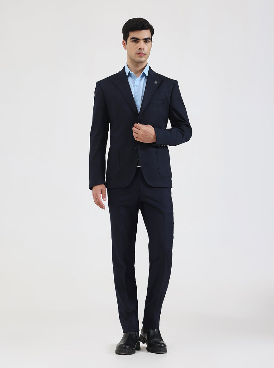Blue Solid Regular Fit Blazer | Wyre