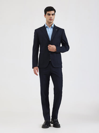 Blue Solid Regular Fit Blazer | Wyre