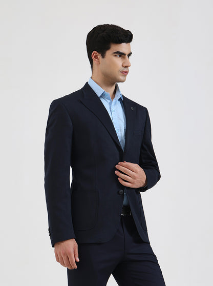 Blue Solid Regular Fit Blazer | Wyre