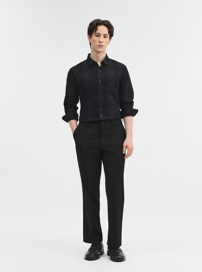 Black Checked Slim Fit Casual Shirt | Greenfibre