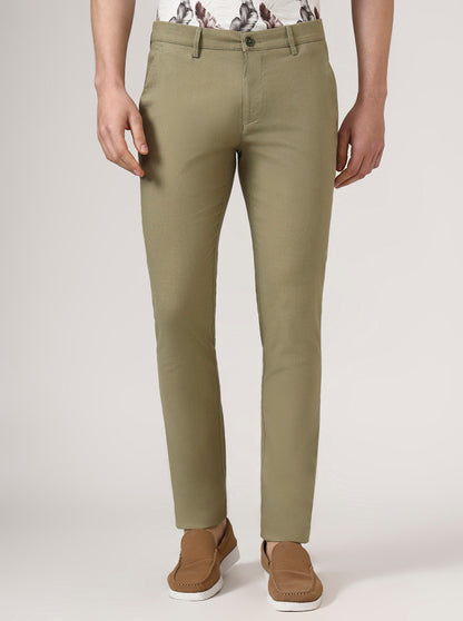 Pista Green Solid Super Slim Fit Casual Trouser | Greenfibre