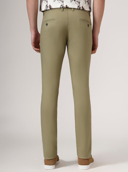 Pista Green Solid Super Slim Fit Casual Trouser | Greenfibre
