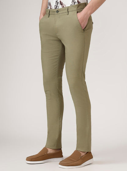 Pista Green Solid Super Slim Fit Casual Trouser | Greenfibre