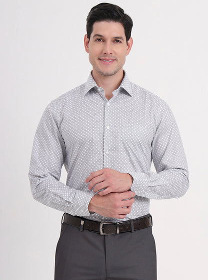 Beige & Black Printed Regular Fit Formal Shirt | JadeBlue