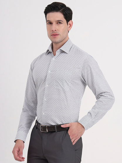 Beige & Black Printed Regular Fit Formal Shirt | JadeBlue