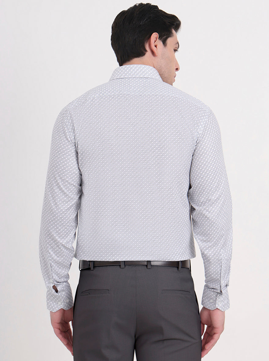 Beige & Black Printed Regular Fit Formal Shirt | JadeBlue