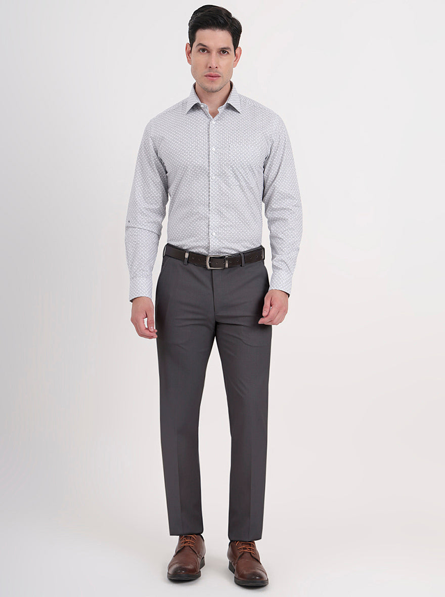 Beige & Black Printed Regular Fit Formal Shirt | JadeBlue