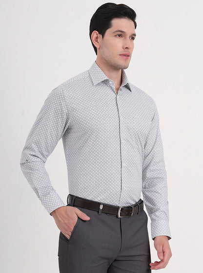Beige & Black Printed Regular Fit Formal Shirt | JadeBlue