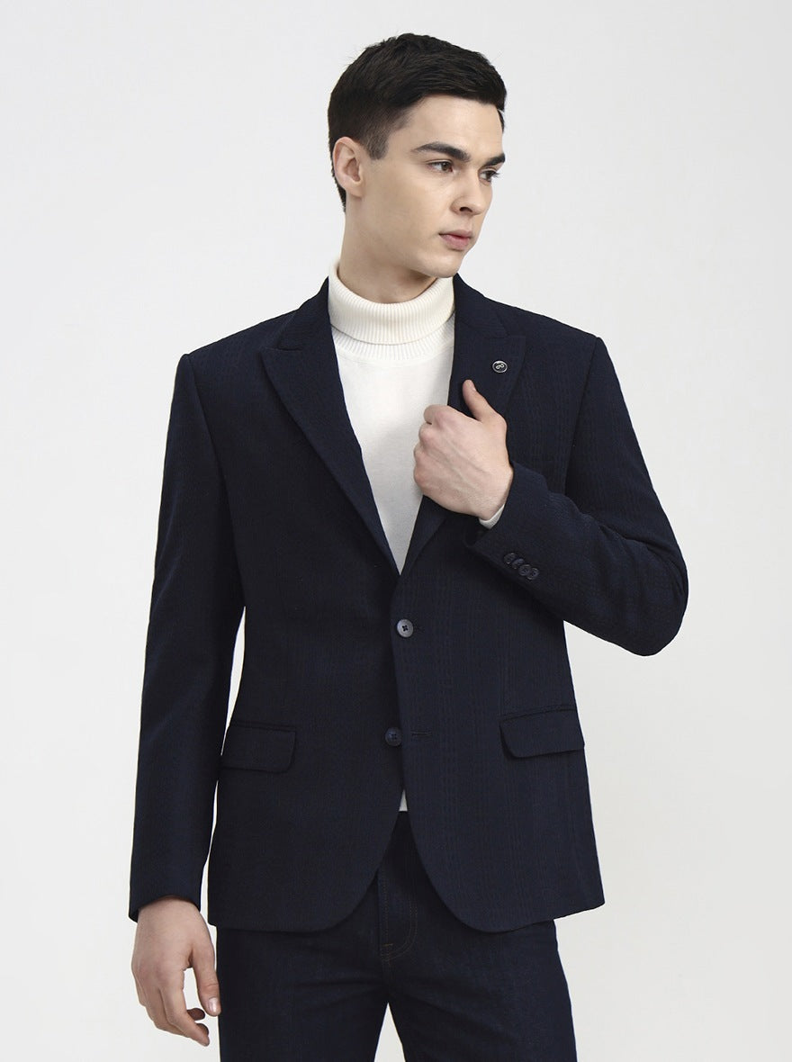 Blue Striped Regular Fit Blazer | Wyre
