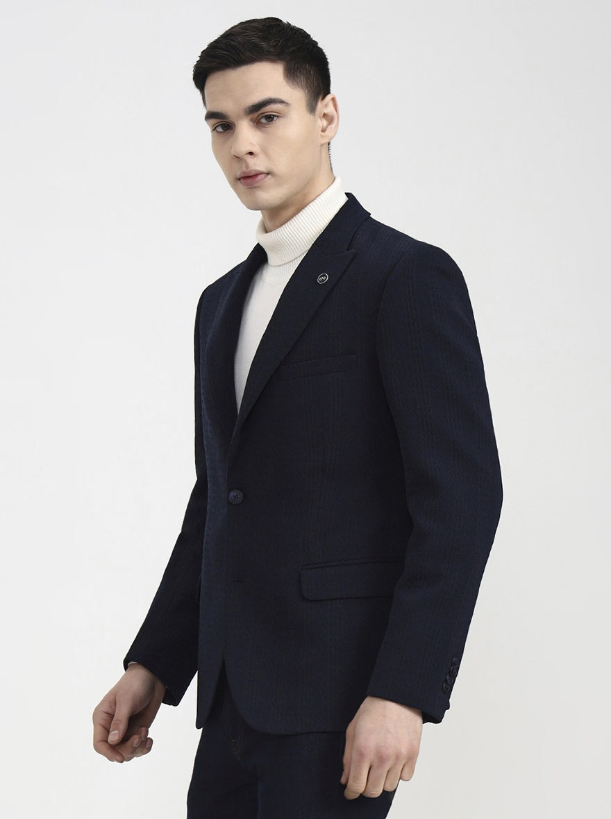 Blue Striped Regular Fit Blazer | Wyre