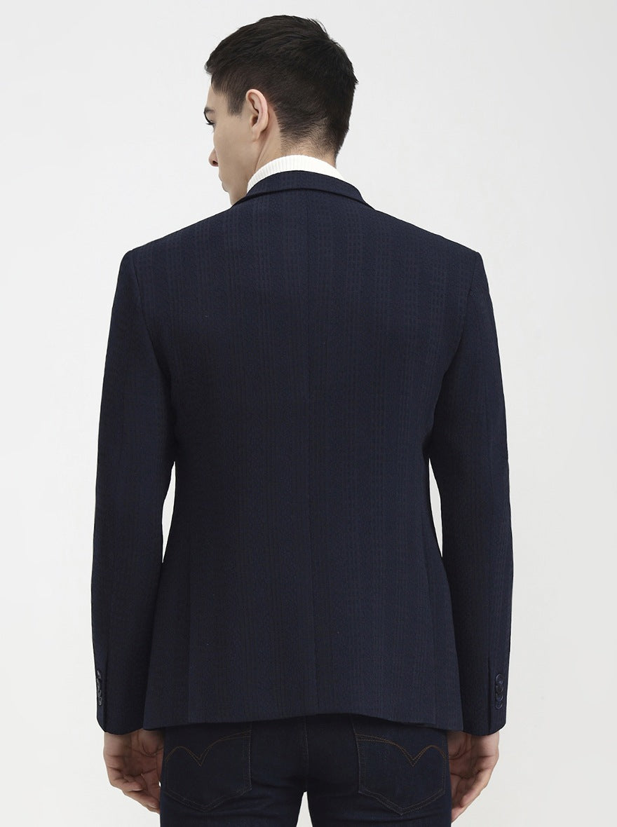 Blue Striped Regular Fit Blazer | Wyre