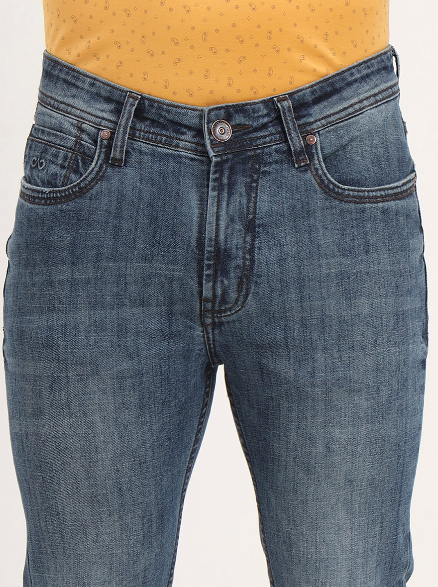 Sky Blue Washed Slim Fit Jeans | JadeBlue