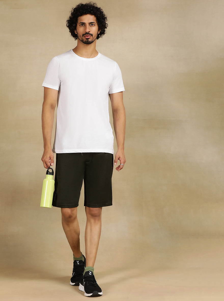 Olive Green Solid Slim Fit Shorts | Jade Play