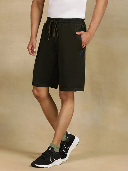 Olive Green Solid Slim Fit Shorts | Jade Play