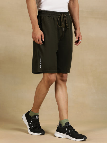 Olive Green Solid Slim Fit Shorts | Jade Play