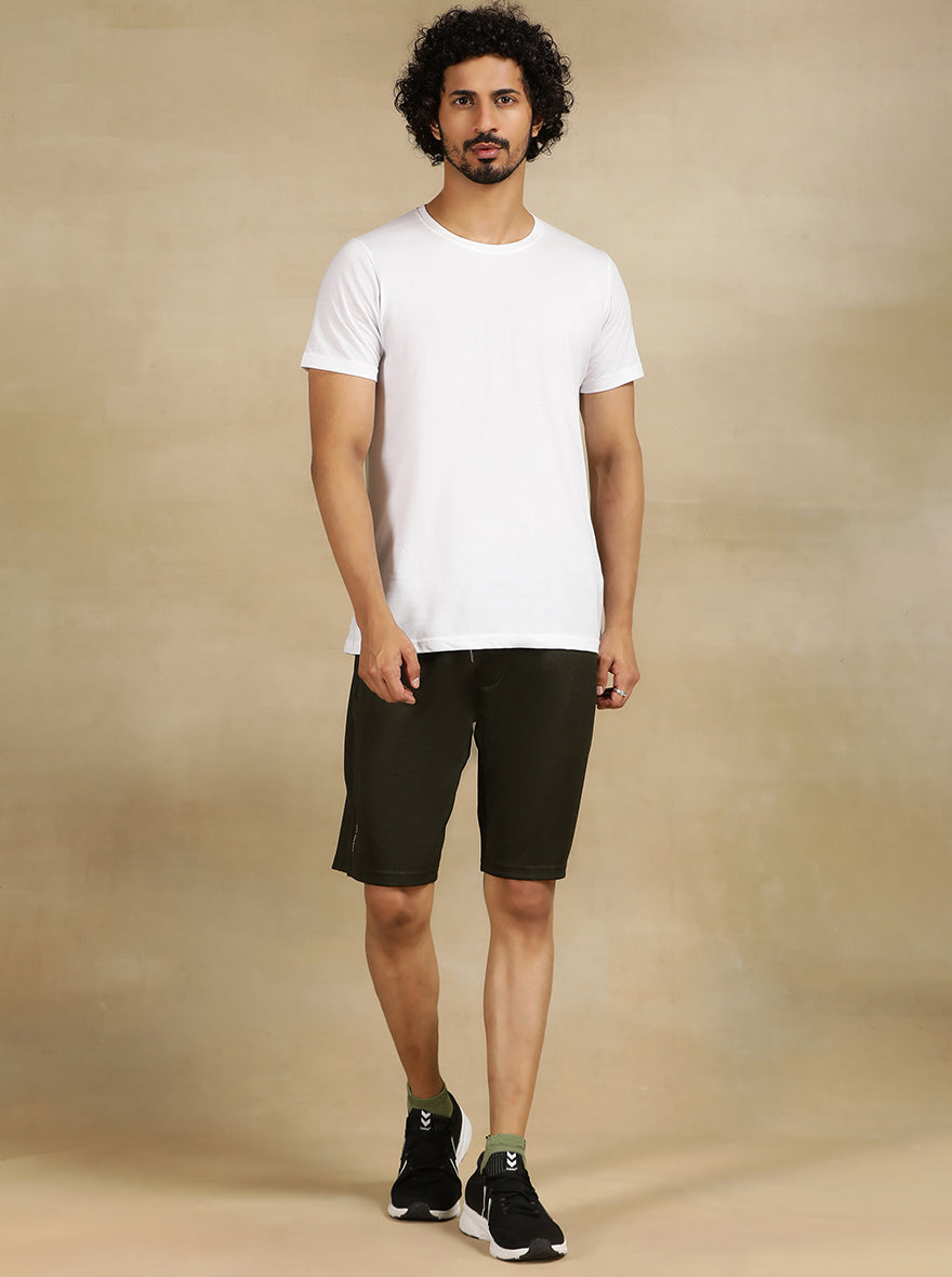 Olive Green Solid Slim Fit Shorts | Jade Play