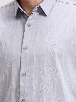 Grey Printed Slim Fit Casual Shirt | JadeBlue